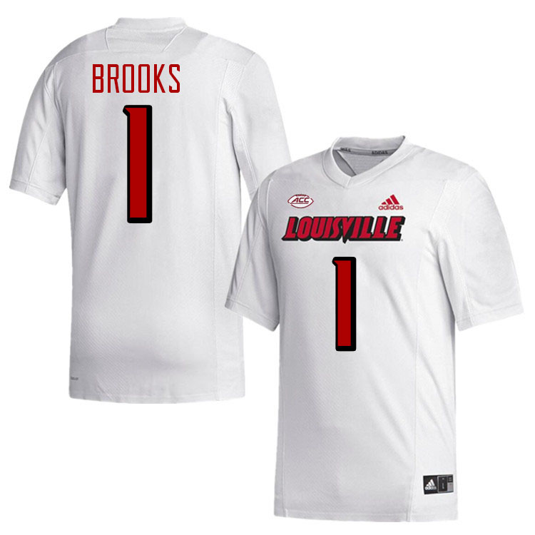 Men #1 Ja'Corey Brooks Louisville Cardinals College Football Jerseys Stitched-White